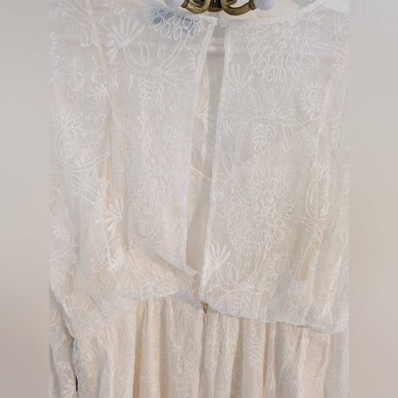 Modcloth XL Just the Beginning Full Length White Lace Lined Dress - Picture 6 of 11